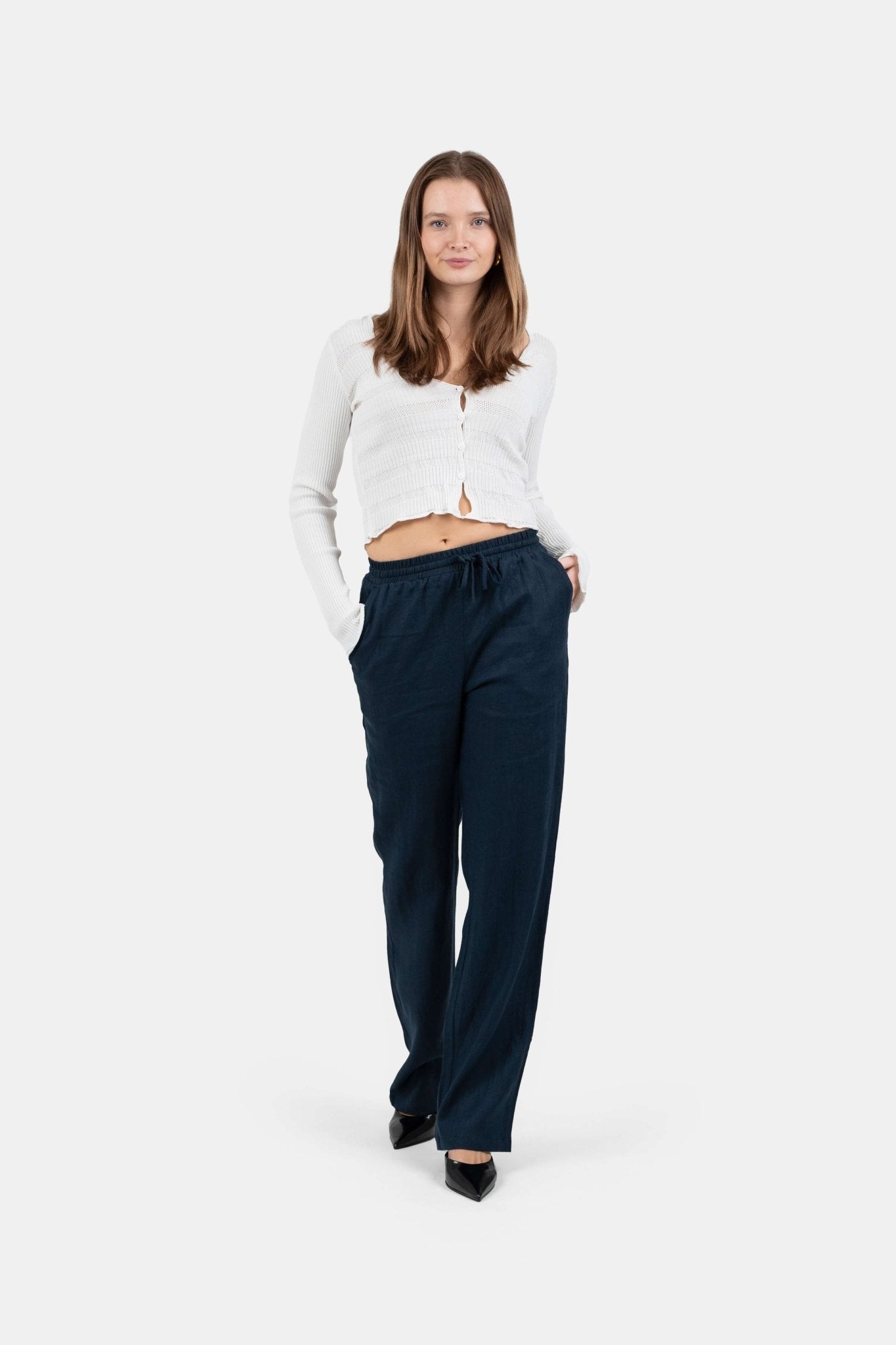 Hørbukser Højtaljede Navy | Skagen-clothing.dk